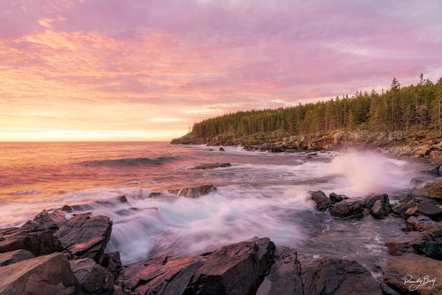Sunrise on the coast of Acadia National Park.