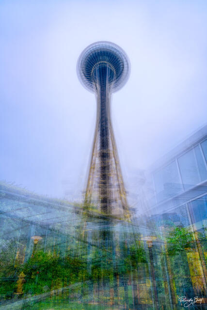The Space Needle edited in the style of Pep Ventosa