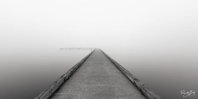 black and white panorama of the kenmore dock at logbook park