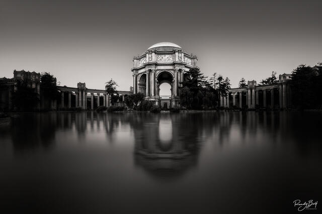 black and white palace of fine arts in San Francisco.