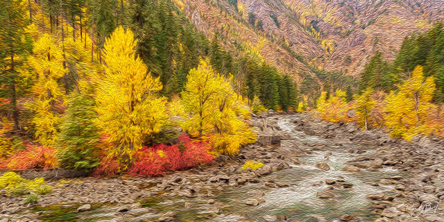 fall color in the Tumwater canyon and the Wenatchee river