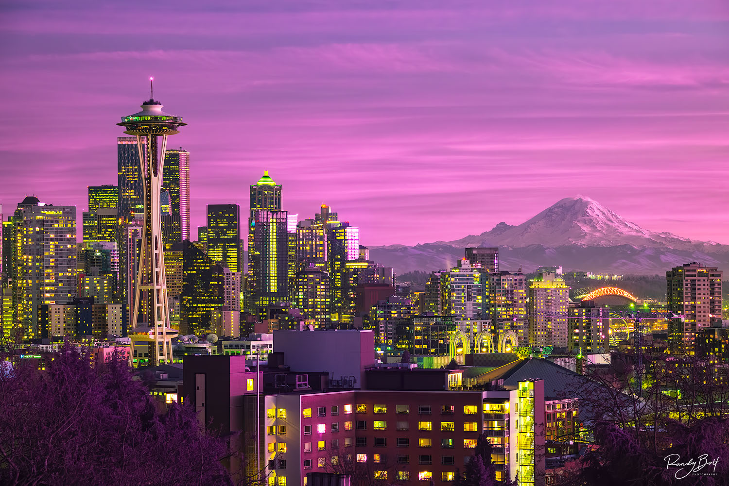470 nm hyper color infrared photo of Seattle from Kerry Park