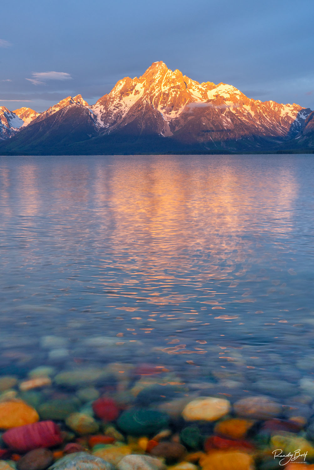 Mountain Candy sunrise at Colter Bay with Mount Moran and Jackson Lake in Grand Teton National Park.
