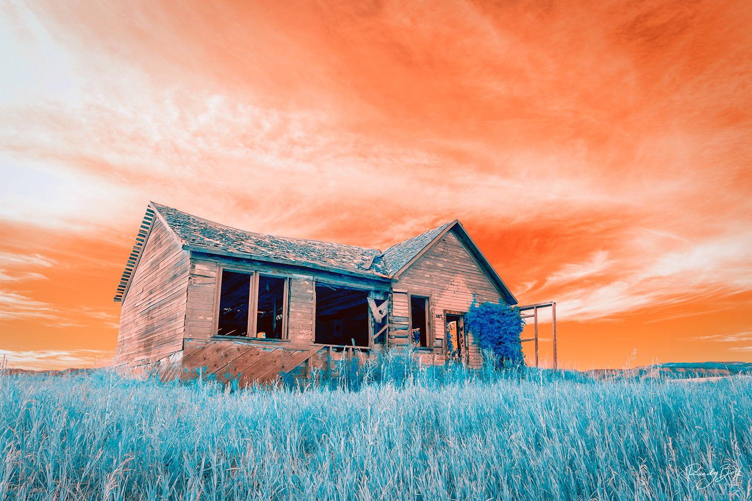 Old House false Color infrared abandoned house in Wyoming