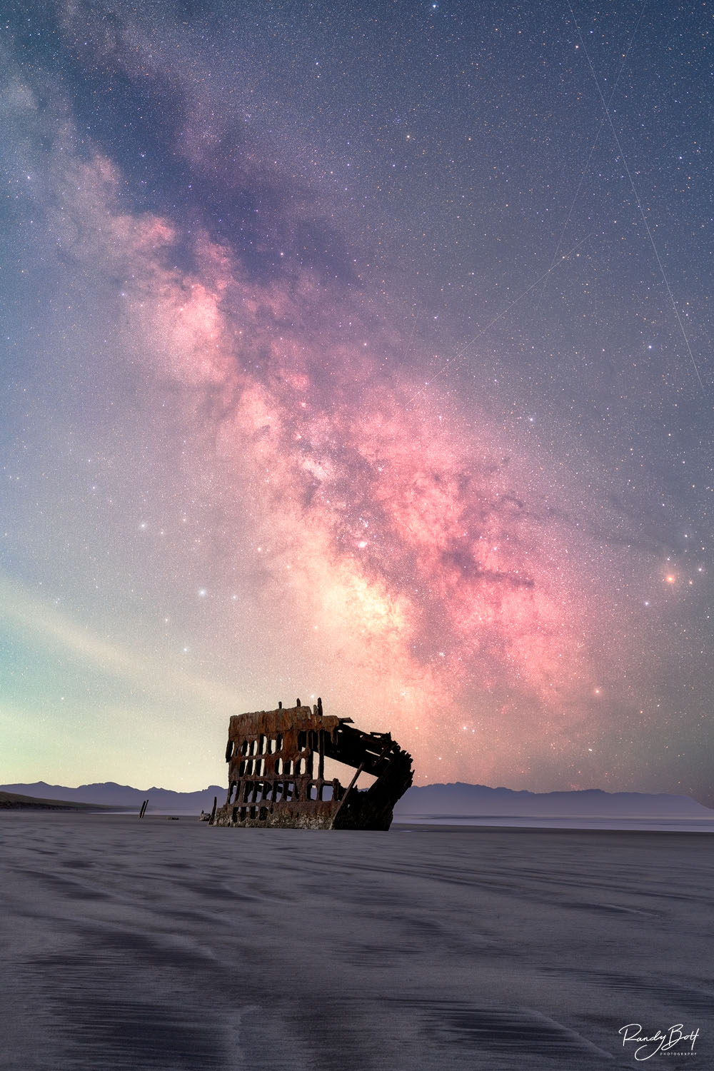 Time Travel Milky Way Galaxy over the Peter Iredale shipwreck near Astoria, Oregon